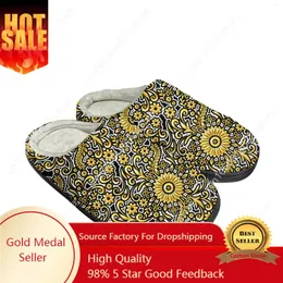 Pantofole stampe floreali dorali di lusso casa in cotone da uomo personalizzato peluche barocche europeo mantieni scarpe calde scarpetta