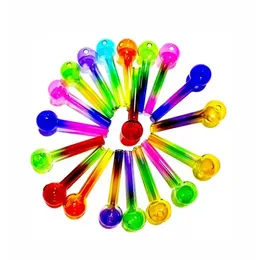 Mini Spoon Colorful Pyrex Glass Oil Burner Pipe 4inch Lenght Ball Dia 30mm Herb Oils Nails Dab Rig Glass Bong Smoking Pipes