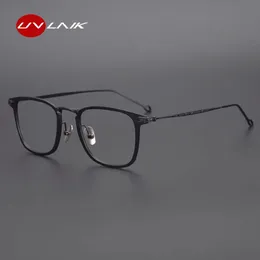 UVLAIK Fashon Tianium Alloy Optical Glasses Frame Men Business Anti Blue Light Eyeglasse Computer Goggles Eyewear 240507