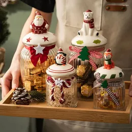 Бутылки для хранения Nordic Рождественский год печенья декор рождественский Санта -Вечеринка Candy Bin Bin Kitchen Pantry Food