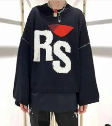 Raf Simons RS Big List Sweter Ouyang Nana tego samego rozmiaru Ins Crew Szyja Para luźna krótka 1198218