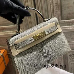 Platinum Lizard Leder Handtasche 7A handgefertigt Kliys Himalaya -Stil Frauen Handtasche 7A Krokodil Leder Multi -Farbe Optionaler Wachsfaden Vollhand -Familie Mini Ba Ba