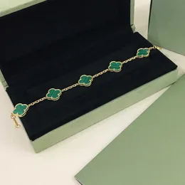 Bracelete exclusivo dos amantes para mostrar Love Lucky High Clover Bracelet grossa grossa 18k ouro duplo pavão ha verde ha com caixa de logotipo original VANCA