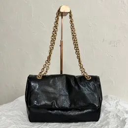 Top Quality WOMEN'S MONACO CHAIN BAG Luxury Designer Genuine Leather Chain Shoulder Bag Aged Gold Silver Hardware Crossbody Bag Cotton Canvas Lining Handbag