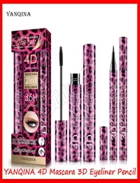 2019 Nowy makijaż oka Yanqina 4d Mascara 2 w 1 set rzęs do rzęs Eyeliner 3D grube curl 36H płynny eyeliner 10G Longlasting Waterproof L4000454