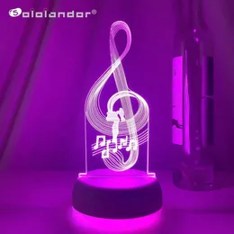 Lampen Shades 3D Illusion Baby Nachtlicht Musical Note Hologramm Nachtlicht LED -Touchsensor Bunt USB Batterieantrieb am Nachtlampen Y240520VBKT