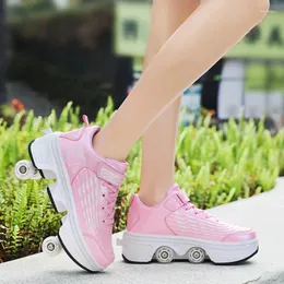 Scarpe casual Roller Skate for Kids Spring Autumn2024 Fashion Girls 4 Wheels Sprots Boots Boys Toys Babysh