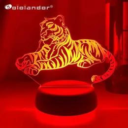 Lamps Shades Newest 3D Acrylic Led Night Light Tiger Figure Nightlight for Kids Child Bedroom Sleep Lights Gifts for Home Decor Table Lamps Y240520KWDX