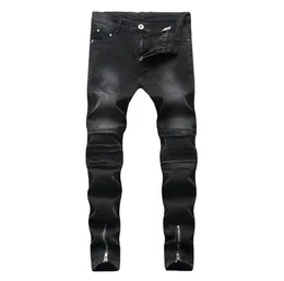 Мужчины расстроенные разорванные джинсы скинни -джинсы модельер -дизайнер мужские джинсы Slim Motorcycle Moto Biker Caseal Mens Denim Pants Hip Hop Men Jean9455630