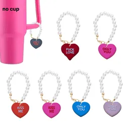 Sandalen Valentinstag Love Pearl -Kette mit Charme für Becher -Accessoires Tumbler Charms Drop Lieferung OTS6B OTABD