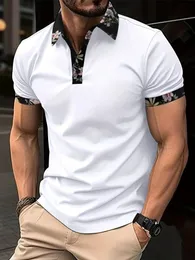 Summer Mens casual solid color short sleeve mens shirt lapel Polo High quality American size S3XL 240513