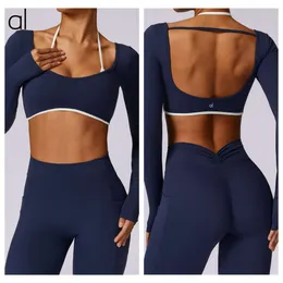 ALO New Summer Designer ShockProofとAnti Saging Activity Long Sleeve Shirts Sets Yoga Fiess Running Vest Sports Suits Al S-XL