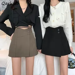 Skirts Mini for Women Elegant Button High Waist Office Ladies Ulzzang Stylish A-Line Gonna con fodera Faldas Mujer Faldas