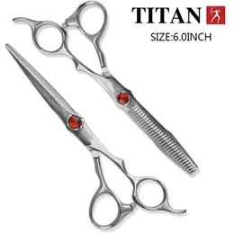 Titan Professional Hair Scissors Cut Strumento di salone di barbiere Damasco Steel 240506