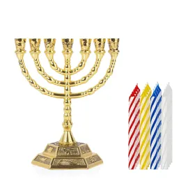 Dekorative Objekte Figuren Brtagg Menorah 7 Branch Je Kerzenhalter 12 Stämme des Israel Jerusalem Tempel Candlestick 230703 Drop DHTMQ