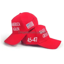 الحفلات قبعات ترامب 45-47 اجعل أمريكا مرة أخرى Red Hat Election American Election 3D Embroidery USA Baseball Cap Drop Dropress Home Garden Dhlsm