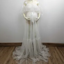 Mutterschaftskleider Don Judy Schwangere Frauen Photoshot Kleid schiere und Perle Geschlecht Enthüllen Sie Abend Gebet Babyzubehör Photo Gespräch Kleidung D240520