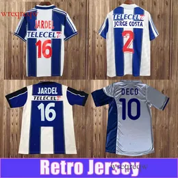 97 99 Retro Deco Jardel Mens Jerseys Jorge Costa 01 02 Casa de futebol azul Blue Branca