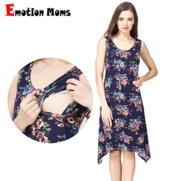 Summer Breastfeeding Dresses Maternity Sleeveless Printing Pregnant Dress Clothes for Postpartum Women Black Skirt L2405