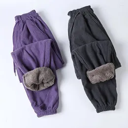 女性のズボン冬のぬるぬるしたぬいぐるみコーデュロイ韓国のルーズスキニーレギンスハーンスウェットパンツ女性ブラック
