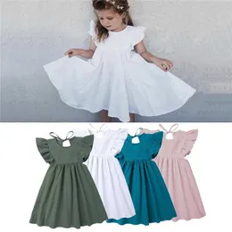 Vestidos de menina vestido de bebê linho algodão de verão roupas vestidos de princesa branca 0-6y Floral Girl Clothing Primeira festa de aniversário D240520