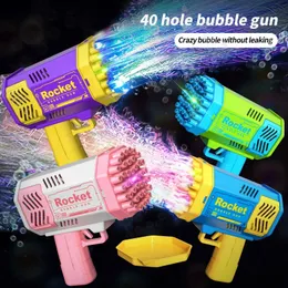 LED -Spielzeuge 40 Loch Mini Electric Raket Bubble Machine Automatische Raumleuchte Blasenpistole Childrens Outdoor Combat Toy No Bubble Water S2452011