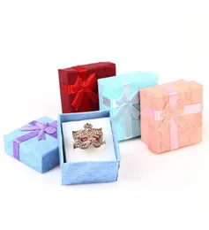Bowknot Jewelry Packaging Display scatole regalo 4x4x3cm simpatico scatola rosa blu viola blu scatole di anelli Whole3462530