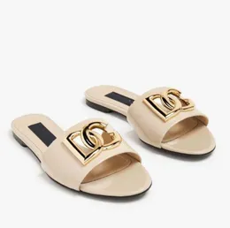 2024S Dlogo Slide Sandal Designer обувь плоские кожаные сандалии летние крутые женщины слайдер мулы скользят на пляже Flip Fop Slapper 35-43box