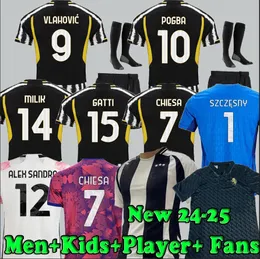 24 25 Vlahovic Chiesa Milik Soccer Jerseys Kean Locatelli 2023 2024 2025 Pogba Men Child