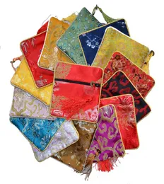 Cheap Small Zipper Craft Bag Coin Purse Tassel Chinese Silk brocade Jewelry Bracelet Bangle Storage Pouch Gift Packaging 5pcslot6533991