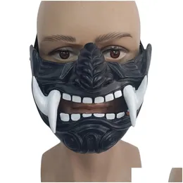 Partymasken Prajna Harz Mask Helm Dämon japanischer Geisterkrieger Shura Ninja FL-Face Drehbuch Töten Sie Stad