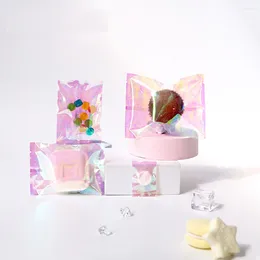 Stume da stoccaggio regalo per caramelle per guarnizione trasparente Mini piccolo laser Pink Clear Packaging Nougat Button Bisco