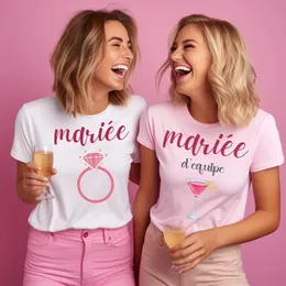 Французские девушки evjf tshirts mariee dequipe bachelorette hen do party рубашки свадебные свадебные топ