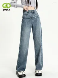 Women's Jeans GOPLUS Pants Women Retro High Waist Ladies Straight Denim Trousers Ripped Blue Hosen Damen Broeken Dames C60594
