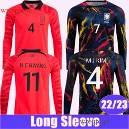 22 23 Korea Mens Długie rękawy koszulki piłkarskie drużyna narodowa U J I B KWON C HWANG H M SON SYN DOMOWE Koszulki piłkarskie