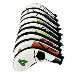9pcs/pakiet Golf Iron Covers Zestaw Wodoodporne kluby golfowe Irons Cover Golf Putter Protect Sleeve Buty 240511