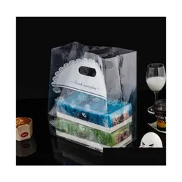 Packing Bags Wholesale Transparent Plastic Bag With Handles Gift Packaging Food Bread Supermarket Party Supplies Drop Delivery Office Dh8Fa