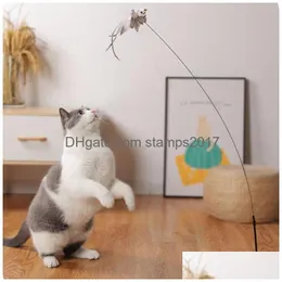 Andra konst och hantverk Katt som spelar Wand Bird Feather med Bell Löstagbar Powerf Sug Cup Interactive Toys For Cats Kitten Hunting DHFSA