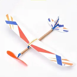 DIY -Handwurf fliegende Segelflugzeuge elastischer Gummiband angetriebene Flugzeug Flugzeugmontage Modell Spielzeug für Kinder 240520