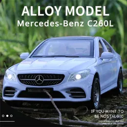 سيارات Diecast Model 1 32 Mercedes-Benz C260L Car Model Pulling Acousto-Optic Diskast Metal Toys Model for Children