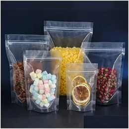 Sacchi da imballaggio all'ingrosso Stand Up Plastic Pastic Plastic Riealibile con cerniera trasparente Stuffa di cibo a prova di odore per la consegna di gocce di tè snack o dhby0