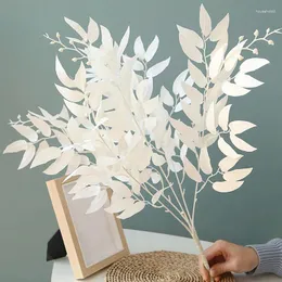 Dekorative Blumen 5 Zweige künstliche Weiden Bouquet gefälschte grüne Blätter Party Hochzeit Kulisse Dekoration Faux Laub Vine DIY Pflanze