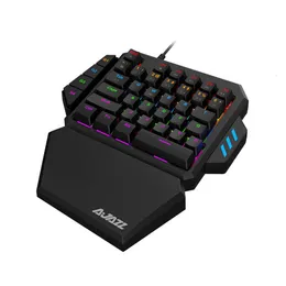 Ajazz AK039h einhändige Regenbogen mechanische Gaming-Tastatur, professionelle Gaming-Tastatur mit Handgelenk Rest DDMY3C
