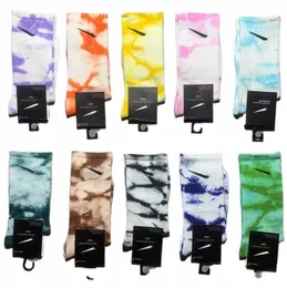 wholesale Socks Men's Women Stockings Pure cott 10 colors Sport Sockings Letter NK Color tie-dye printing SIZE EU34-44 o5n2#