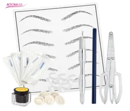 Practical Makeup Microblading Eyebrow Tattoo Kit For Permanent Tattoo Eyebrow Ruler Needles Eye Brow Pigment Practice Skin8233613