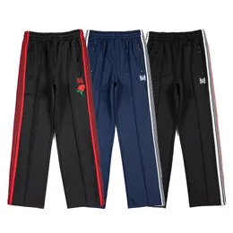 24 SS Luxury Pants Pants Needles Traccia Pant Pant Farfly Rameding Smettitore Patchwork Elastico a strisce Pantaloni sportivi Pantaloni Sport Casual Scepite