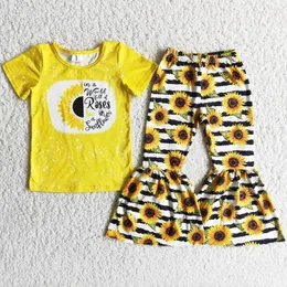 Kleidung Sets Design Kleinkind Mädchen Kleidung Sonnenblume Boutique Baby Bell Bottom Hosen Outfits Mode Mode