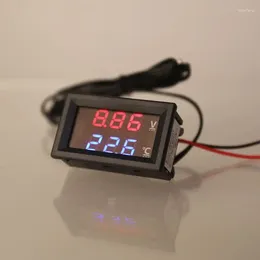 Voltmeter & Thermometer Display For Car Truck Bus Battery Temp Meter