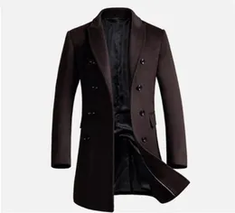 MEN039S Uzun Trençkot Kış Men Erkekler Yün Yünler İnce Fit Kaşmir Palto Ceketler Adam Çifte Bravatalı Peacoat Abrigo Hombre9681737