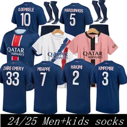 NEU 24 25 Maillot Mbappe Soccer Trikots Kids Kit 24/25 Spielerversion Training vor Spiel 2024 2025 Maglia Paris Home Away Football Shirt Hakimi Fabian Vitinha o Dembel